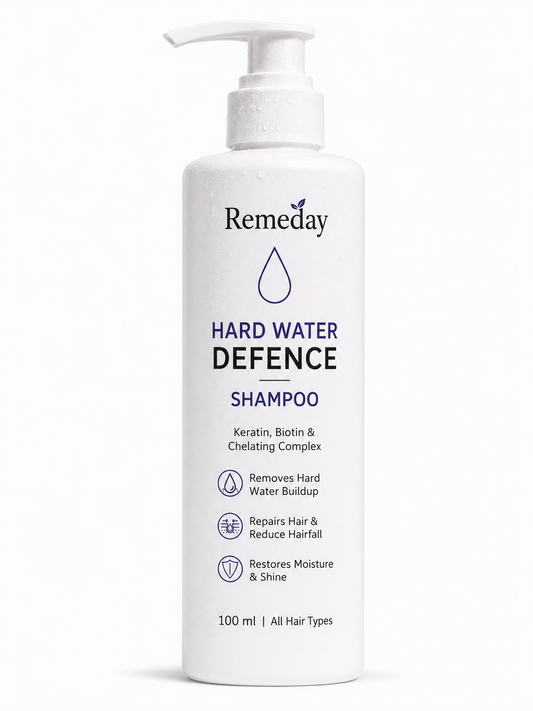 Remeday Hard Water Defence Chelating Shampoo | with Keratin, Biotin & Chelating Complex | Removes Hard Water Buildup & Reduces Hair Fall | For All Hair Types | 100ml