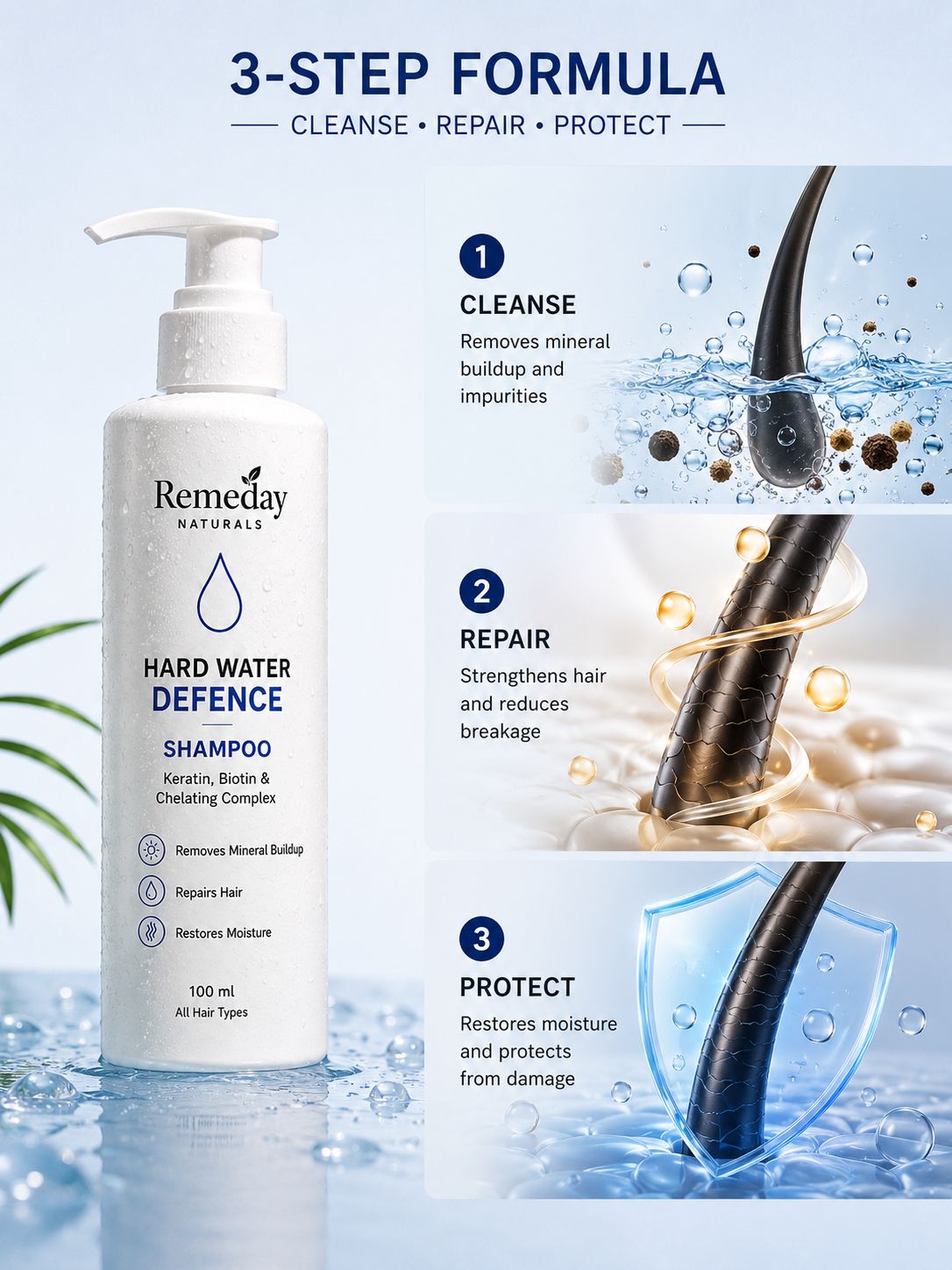 Hard Water Detox Shampoo | Keratin & Biotin | Repairs Hard Water Damage, Controls Frizz & Restores Hair Smoothness