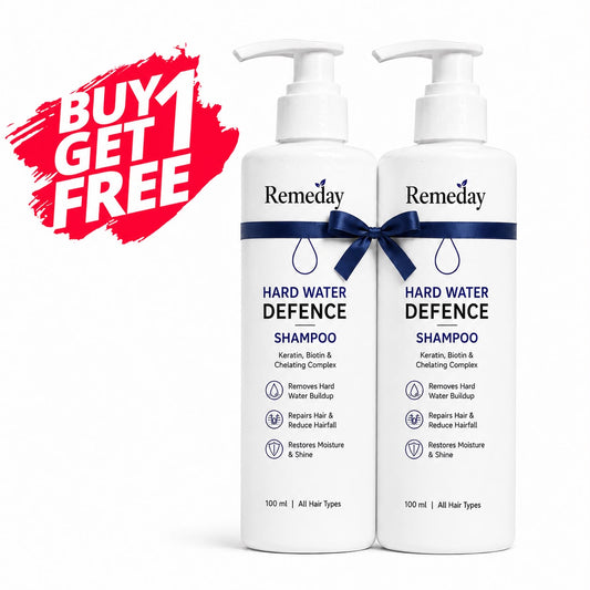 Remeday Hard Water Defence Chelating Shampoo | with Keratin, Biotin & Chelating Complex | Removes Hard Water Buildup & Reduces Hair Fall | For All Hair Types | 100ml