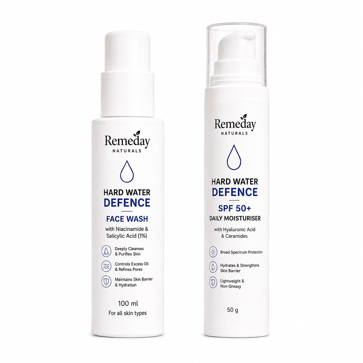 Hard Water Skin Defence Duo | Face Wash + SPF Moisturiser | Brightening, UV Protection &amp; Anti-Pollution Care