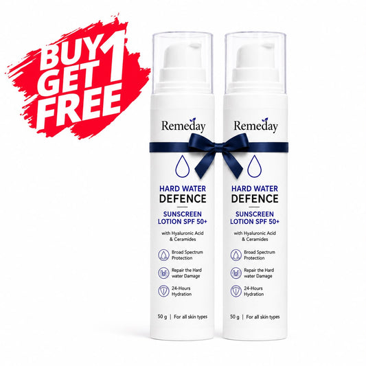 Remeday Hard Water Defence Sunscreen Lotion SPF 50+ | with Hyaluronic Acid & Ceramides | Broad Spectrum UV Protection & 24-Hour Hydration | Lightweight & Non-Greasy | 50g